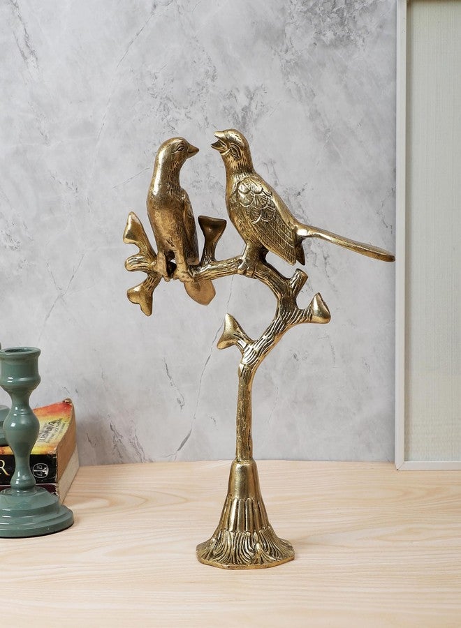 Two Moustaches Brass Love Birds on Tree Showpiece, Showpiece for Home Decor, Brass Artifacts for Home Decor, Antique White, Pack of 1 - Image 2